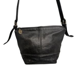 Stone Mountain USA Leather Crossbody Purse Black Made in USA Zip Bag Adjustable